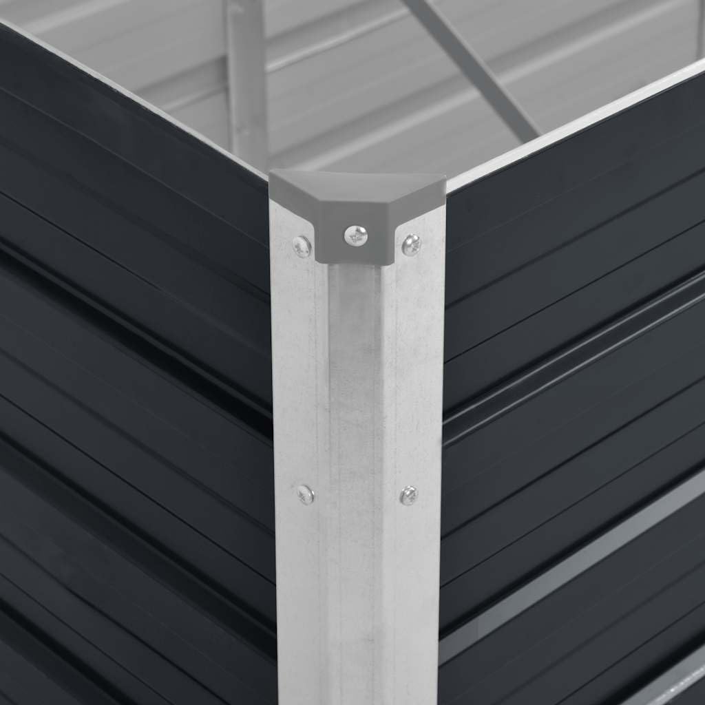 Close-up of a corner joint with a protective cap on the raised garden bed