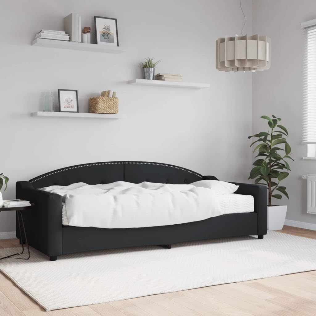 Refined Sofá Cama con colchón Tela Negro 90x200 cm