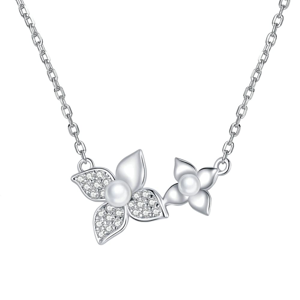 Collier fleurs en perles transparentes mariage femmes bijoux fins