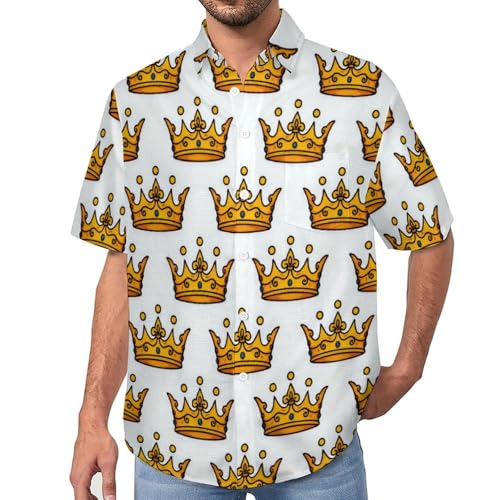 Chemise hawaïenne hommes motif couronnes artistiques imprimées Aloha plage S-7XL avec poche