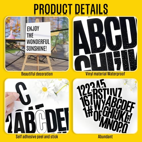 image for PartyGarden 9 Sheet Large Letter Stickers - 3 Inch Black Vinyl Self Ad