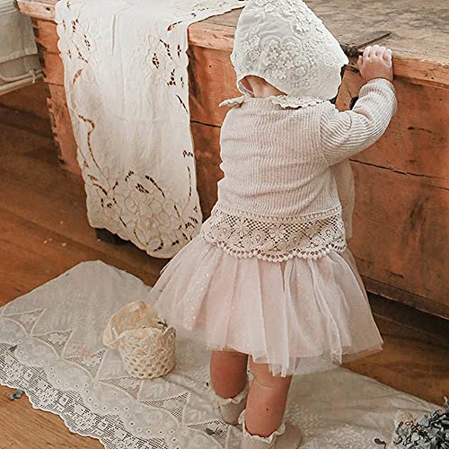 Baby Girls' Long Sleeve Crew Neck Solid Color Button Knit Cardigan Cute Flower Lace Toddler Fall Winter Clothes4
