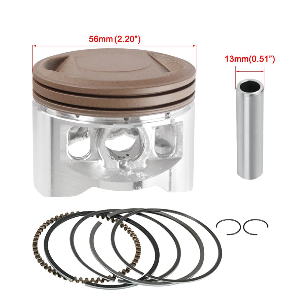 YX140 56mm Cylinder Head Assembly with Piston Ring Kit Replacement for 140cc 150cc 1P56YMJ 1P56FMJ 1P56FMJ-5 W150-5 Engine Dirt Pit Bike ATV Quad Parts