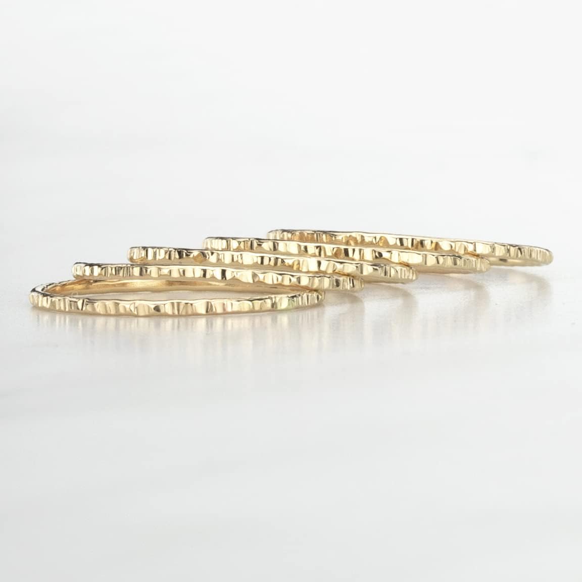 Delicate Stacking Rings, Hammered 14K Yellow Gold Fill, Set of 5 Custom Made