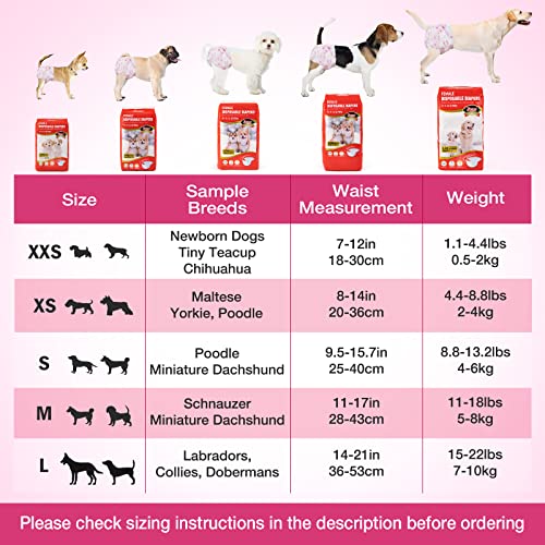 Dono Disposable Dog Diapers Female, Super Absorbent Doggie Diaper, Rapid-Dry Gel Technology Puppy Diapers, Leak-Proof Fit Cat Diapers For Doggy In Heat,Excitable Urination,Incontinence,Training #TOP5