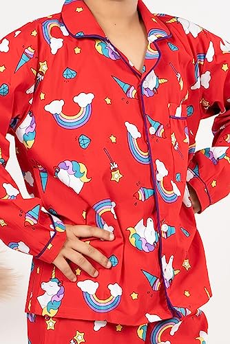 Image of Nightwear /Night Suit for Boys and Girls Top and Pyjama Combo Printed Shirt-Pyjama Set