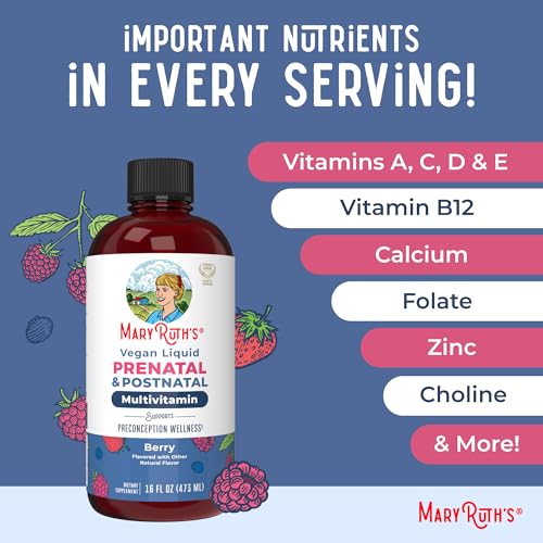 Image of MARYRUTH'S Postnatal & Prenatal Liquid Multivitamin for Women, 16 oz, Vegan | Selenium, Folate, Healthy Fetal Development, Vegan, Non-GMO