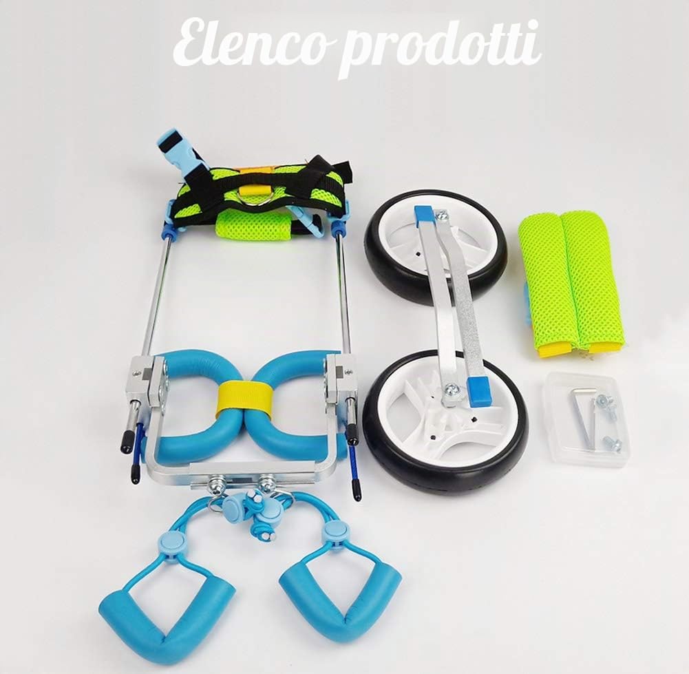 Carrellino per Cani Disabili Piedi/Gambe Posteriori Riabilitazione, Sedia a Rotelle Regolabile per Gatto Coniglio, Carrozzella per Movimento del Cane Anziano, Carrello con 2 Ruote, 3.3-6.6 pounds