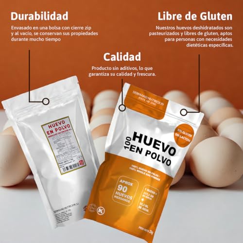 Eipulver (1 kg) | Pasteurisiertes Ei ohne Gluten | Getrocknetes Vollei | Ohne Zusatzstoffe | Laktosefreies Produkt im Zip-Beutel