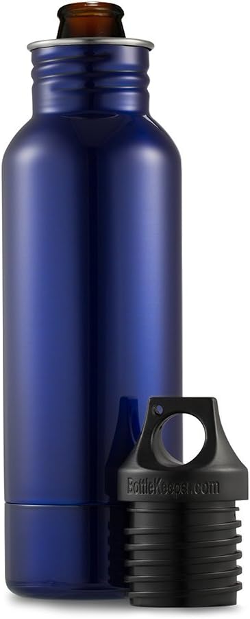 BottleKeeper 1.0 The Original Stainless Steel Bottle Holder and Insulator to Keep Your Beer Colder, 12 oz, Blue
