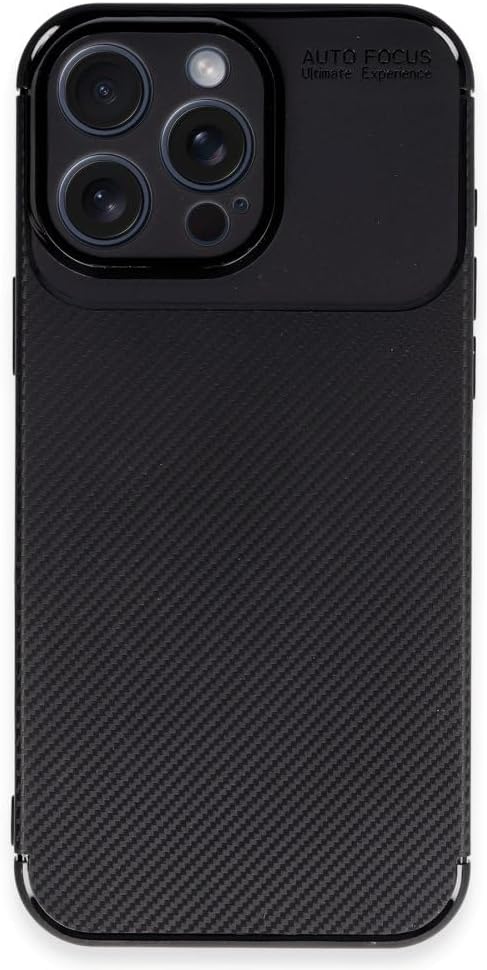 GGM GİYİM & AKSESUAR iPhone 16 Pro Max ile Uyumlu Auto Focus Karbon Kapak Ultra İnce Yapılı Tam Koruma Sağlayan Kılıf (Siyah)