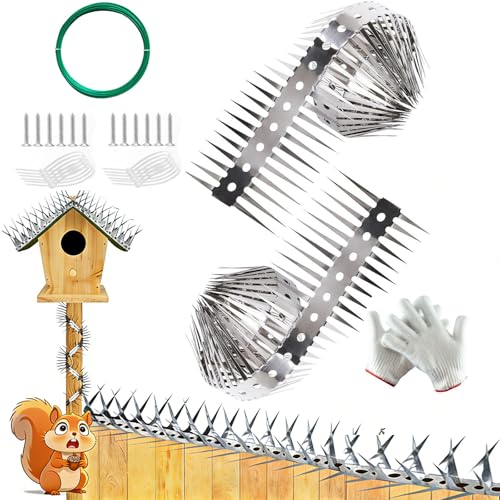 Chlemeter Anti-Climb Spikes for Raccoon & Bird Protection - Heavy-Duty Stainless Steel Barrier Nails for Fence, Roof, Trees | Outdoor Animal Climb Prevention (2PCS)