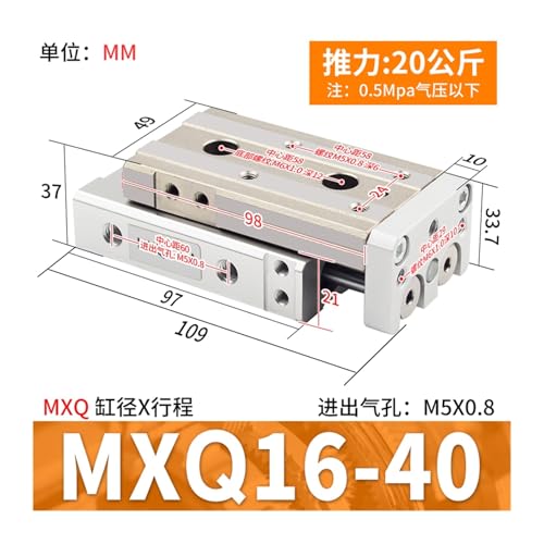 Cylindre coulissant MXQ16-40 guidage pneumatique de précision