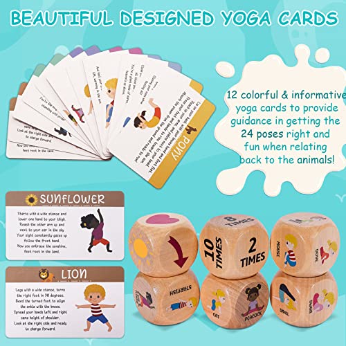 Garybank Kids Yoga Wooden Dice With Yoga Cards, Fun Exercise Dice For Kids Workout Equipment, Workout Dice Game For Kids Solo Or Group, 12 Yoga Cards For Kids With Wooden Gift Boxes, Yoga For Kids #TOP3