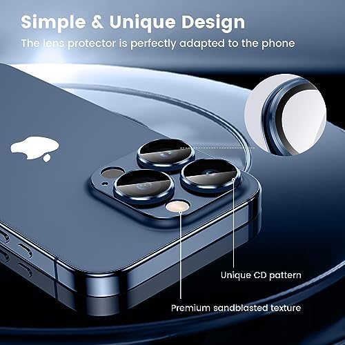HWeggo for iPhone 15 Pro/iPhone 15 Pro Max Camera Lens Protector,9H Tempered Glass Camera Cover,All-in-one Aluminum Alloy Metal,Anti-Scratch Matte Case Friendly(Blue)