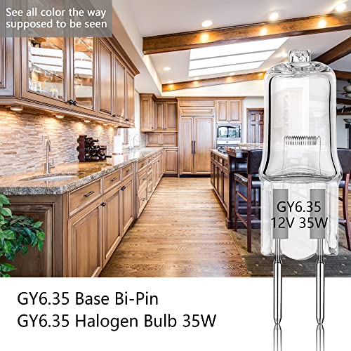 Sevici Pack Of 12 Gy6.35 Halogen Bulbs Double Needle 12V 35W T4 Tubular Jc Double Needle Base, Dimmable 2700K Warm White For Pendant, Microwave, Desk Lamp #TOP4
