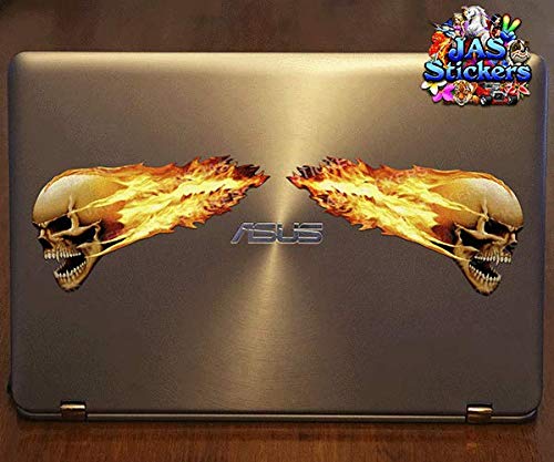 Flaming Skull Car Decals Scary Halloween Funny Large Vinyl Stickers Pack For Walls Laptop Tablets Luggage Bicycle Motorcycle Caravans Van Camper Trucks - Jas Stickers -Us16_3 #TOP2