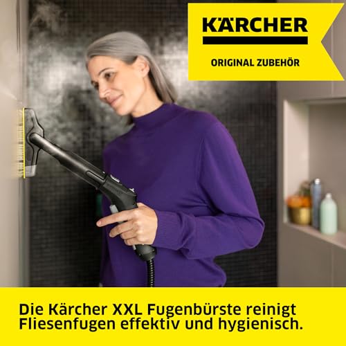 Kärcher XXL Fugenbürste mit flexiblem Gelenk und austauschbarer Bürstenreihe für die hygienische Reinigung von Zementfugen und Fliesenfugen, Original-Zubehör für die Kärcher Dampfreiniger