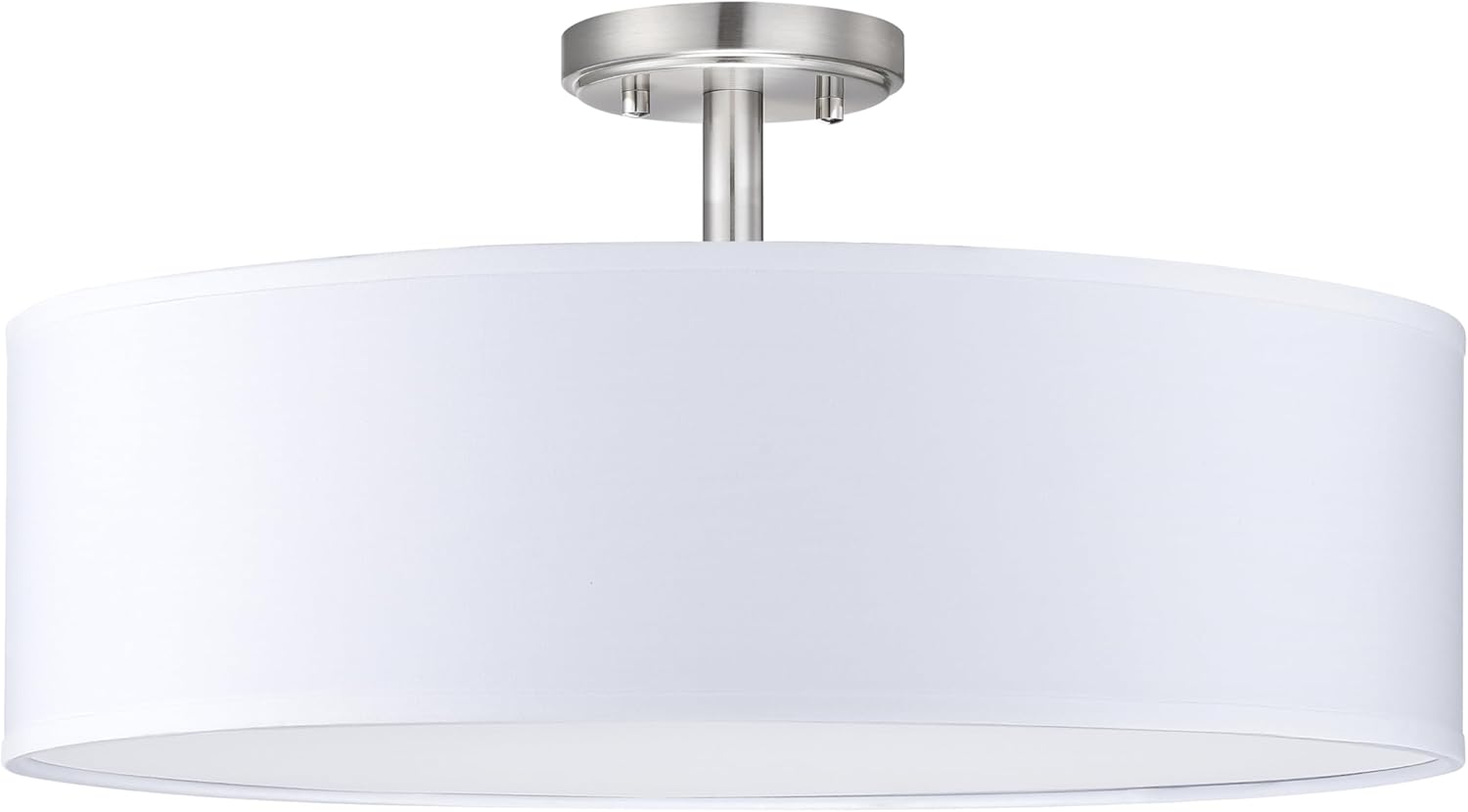 Fabric Drum Shade semi Flush Mount Ceiling Light PS Diffuser,Off White Fabric Chandeliers Shade for Bar, Dining Room, Corridor,Living Room (Brushed Nickel, 20") 20 Inch BN Off White Shade