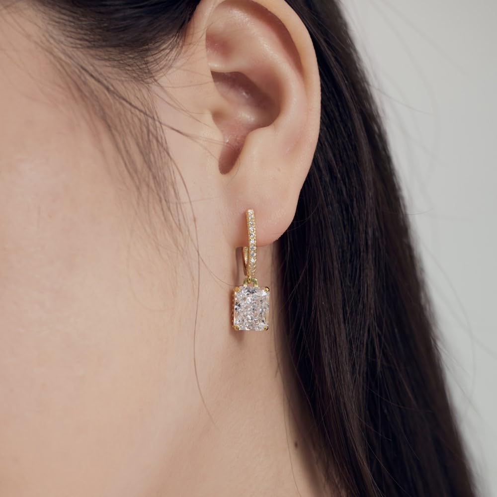 WBDWWTD Funkelnde baumelnde Ohrringe aus 18 Karat vergoldetem Sterlingsilber mit brillantem Diamant für Frauen, Versprechen, Hochzeit, Valentinstag, Schmuck, Geschenk