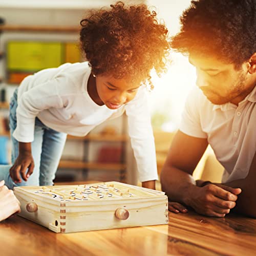 Relaxdays Holz Labyrinth Spiel, mit 2 Kugeln, Geschicklichkeitsspiel, Balancespiel, ab 3 Jahren, Brettspiel XL, Natur – Bild 3