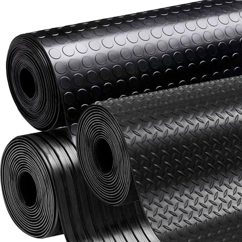 Alfombra de Goma para Suelos - 3 mm de Grosor Antideslizante Impermeable para Garajes Gimnasios - Diseños Punto Diamante Costillas Anchas Cuadros(Diamond Style 5m x 1m)