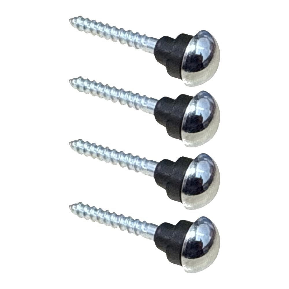 Pack of 4 Zinc Mirror Screws 38mm with Rubber Washers – 13mm Polished Chrome Dome Caps, Waterproof Decorative Fixings — image 1