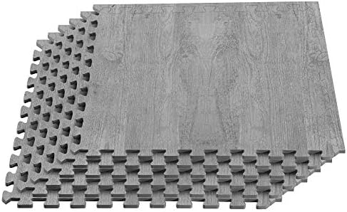 We Sell Mats Forest Floor Farmhouse Collection 3/8 Inch Thick Printed Wood Grain Mats, 24 in x 24 in, Weathered Fence Gray