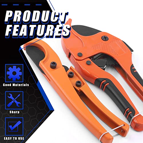 Glarks 2Pcs Ratchet-Type Pipe And Tube Cutter With Pex Straight Cut Pipe Cutter Set, One-Hand Fast Cutting Pipe Tool For Cutting Up To 1-5/8" And 1-1/4" Pex, Ppr, Pvc, Aluminum-Plastic Hoses And Pipe #TOP2