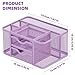 Marbrasse Mesh Desk Organizer, Pen Holder with 2 Drawer, Multi-Functional Pencil Holder, Desk Organizers and Accessories with 5 Compartments + Drawer for Office Art Supplies (Purple)