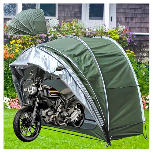 Motorcycle Shed Tent 2in1 Bike Shelter Protects Against Wind Rain Snow and Dust Portable and Green Storage Solution