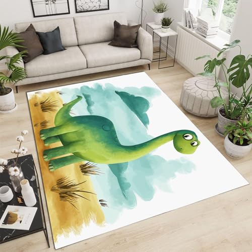 Moquette bleu clair doux motif dinosaure avec surface lavable en machine - 3