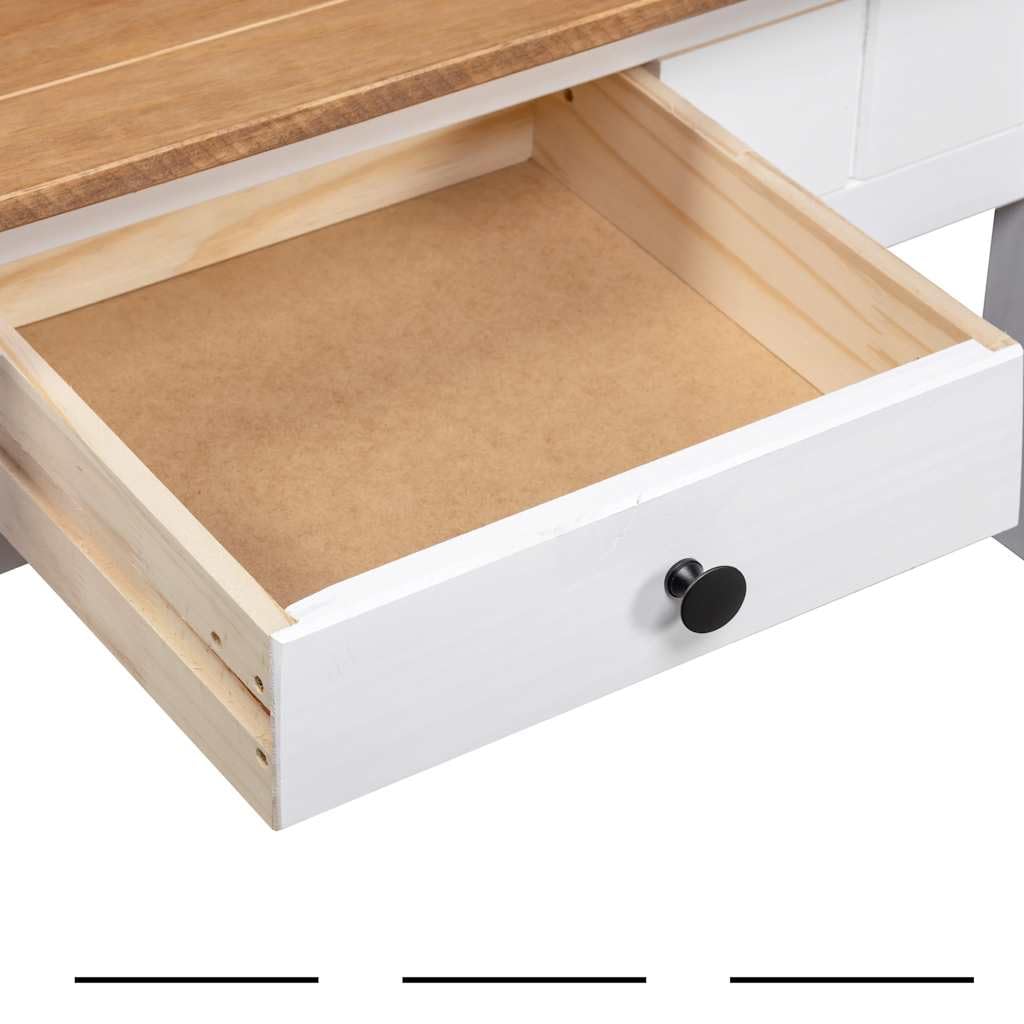vidaXL Mesa Centro Madera de Pino Estilo Panamá Mobiliario Duradera Robusta Resistente Práctica Funcional Elegante Moderna Útil Blanca 100x60x45cm