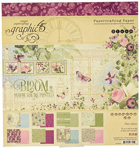 Graphic 45 Bloom 8x8 Pad Craft Paper, Multi