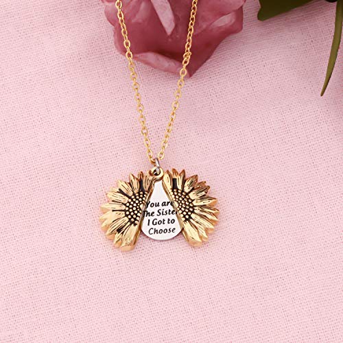 LQRI Sister Gift Best Friend Sunflower Necklace You Are The Sister I Got to Choose Sunflower Pendent4