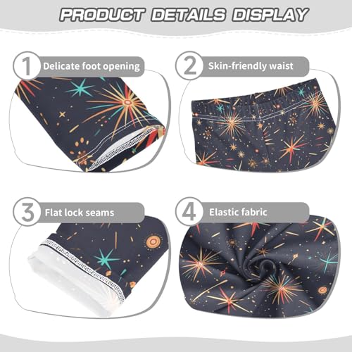 KLL Colorful Fireworks Illustration Girls Athletic Leggings Soft High Waisted Sweatpants Running3