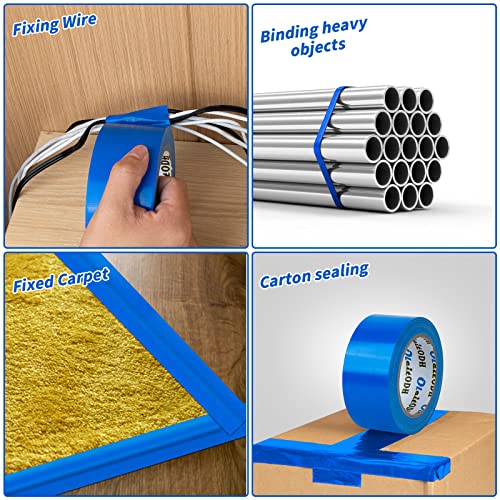 Image of Oleitodh 6 Pack Blue Duct Tape Heavy Duty,8.3 Mil Thickness,2 Inches x 30 Yards,Strong Industrial Strength,Flexible,No Residue,Waterproof and Tear by Hand,Multi-Use for Indoor & Outdoor Repairs