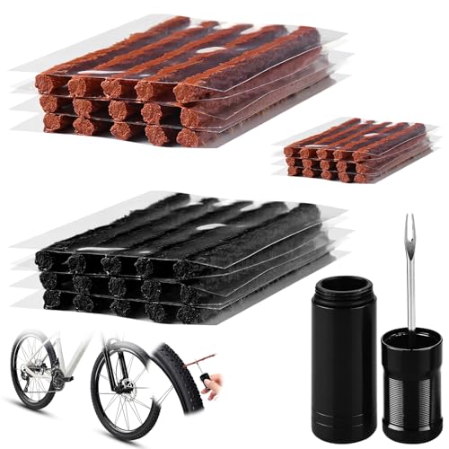 BORISCA Kit Repara Pinchazos Bicicleta Tubeless 45 Mechas Pinchazos 3/6mm Kit Antipinchazos Bicicleta con Escariador Kit Mechas Pinchazos Bici Carretera para MTB Bici Carretera Gravel