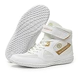 Yes! Athletics - Champion1 Wrestling Shoes for Girls and Women, Light and Breathable Boxing Shoes, Ergonomic Microsuede Weightlifting Shoes with Hook and Loop Strap, Gold, Women's Size 8