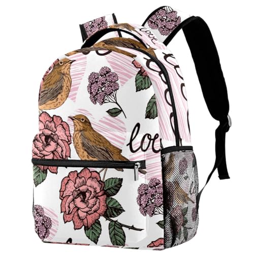 Sac à dos d'école pour adolescentes et sac de voyage décontracté motif fleurs multicolore 40cm