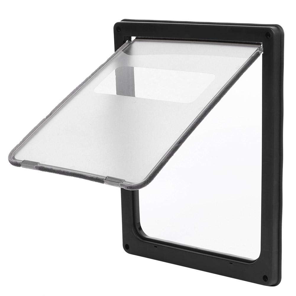 Pet Dog Cat Safe Door Puertas para Perros Resistentes a la Intemperie Cuatro Formas de rotación Puertas para Perros Pet Safe Plastic Puerta para Mascotas con Solapa Tintada Suave (Negro)