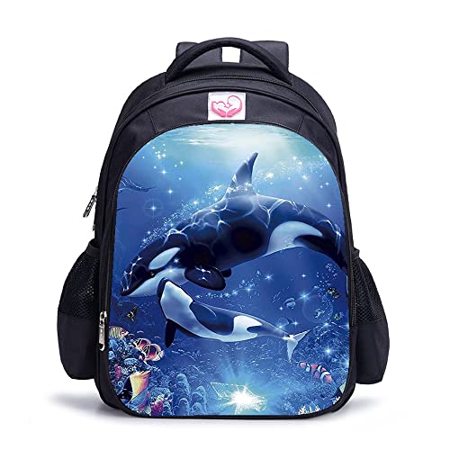 Sac à dos voyage scolaire imprimé 3D dauphin pour adolescent et adulte