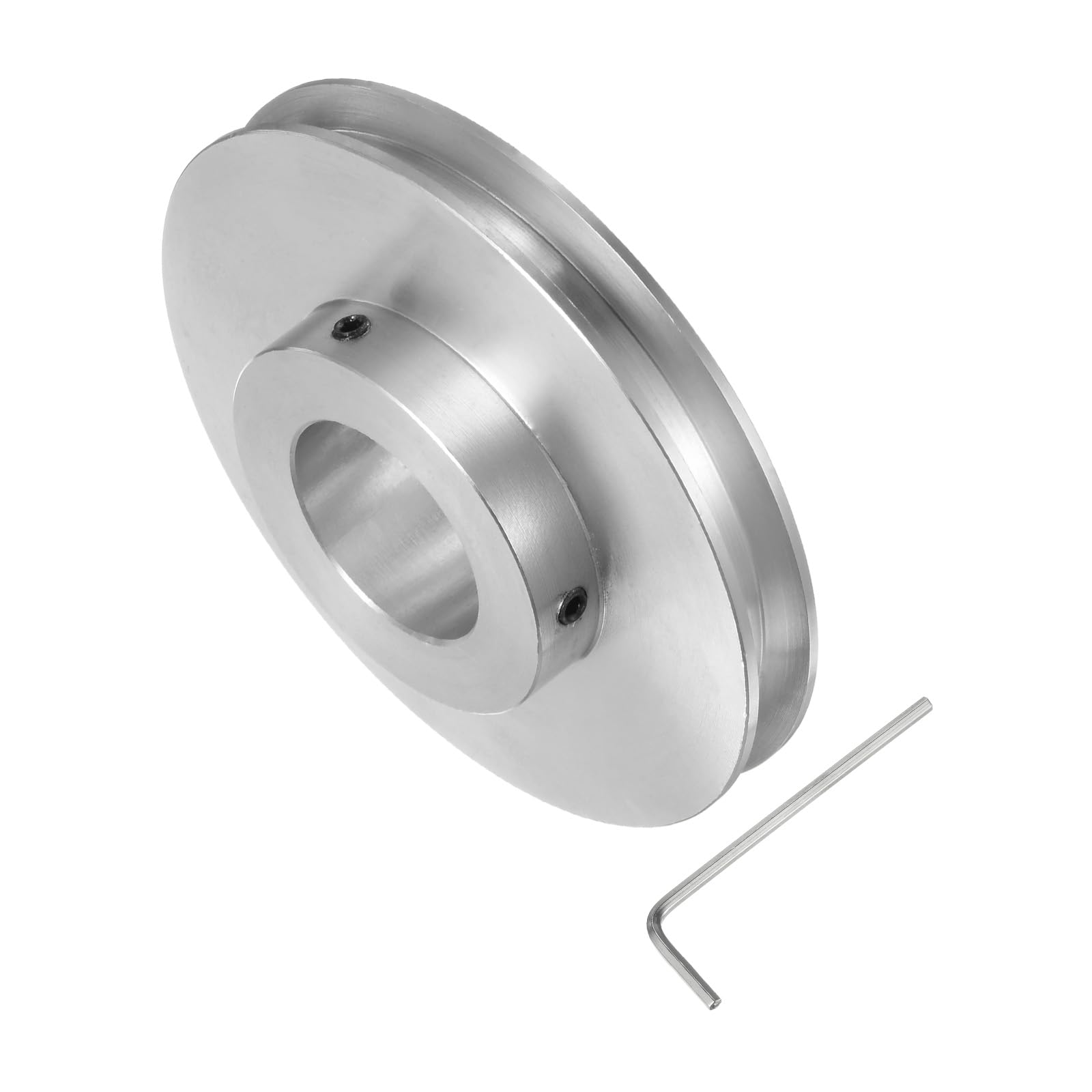sourcing map Poulie À Une Rainure De 25Mm À Alésage Fixe, Diamètre Extérieur De 80Mm En Alliage D'Aluminium Avec Clé Hexagonale Pour Machine De Perçage Et Courroie Ronde En Pu De 6Mm.