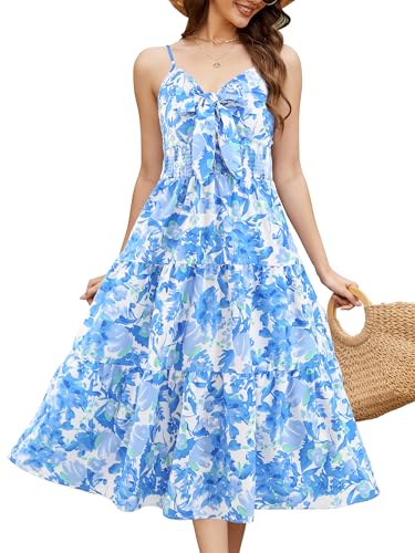 Image of Gardenwed Women's Floral Print Maxi Dress,Twisted V Neck Sleeveless Long Summer Dress