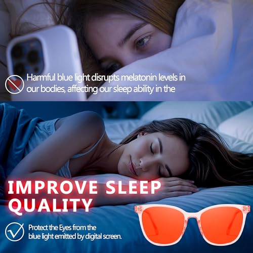 Image of Myiaur 99.9% Orange Blue Light Blocking Glasses for Women Blue Blocker Glasses for Gaming /Phone /Computer Reduce Eyestrain