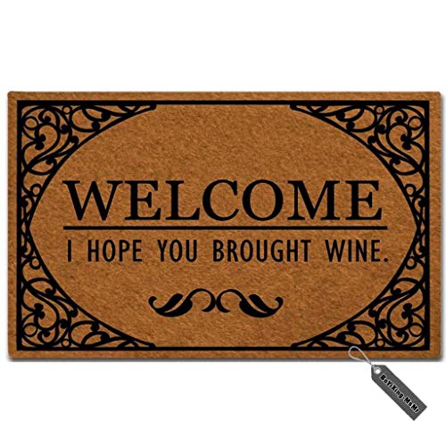 Msmr Doormat Funny Entrance Floor Mat Welcome I Hope You Brought Wine Indoor Decorative Doormat Floor Mat Non-Woven Fabric Top 23.5"X15.7" #TOP11