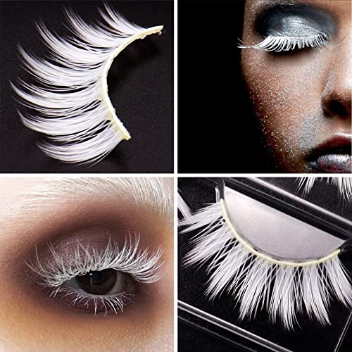 3 Pairs White Anime Eyelashes Christmas White Lashes Natural White False Eyelashes Wispy Faux Mink Lashes For Masquerades Cosplay New Year Party White Fake Lashes Makeup Lashes #TOP5