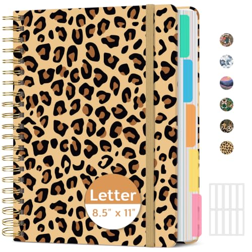 Taja Cute Large Spiral Lined Notebook for Work with 5 Removable Dividers