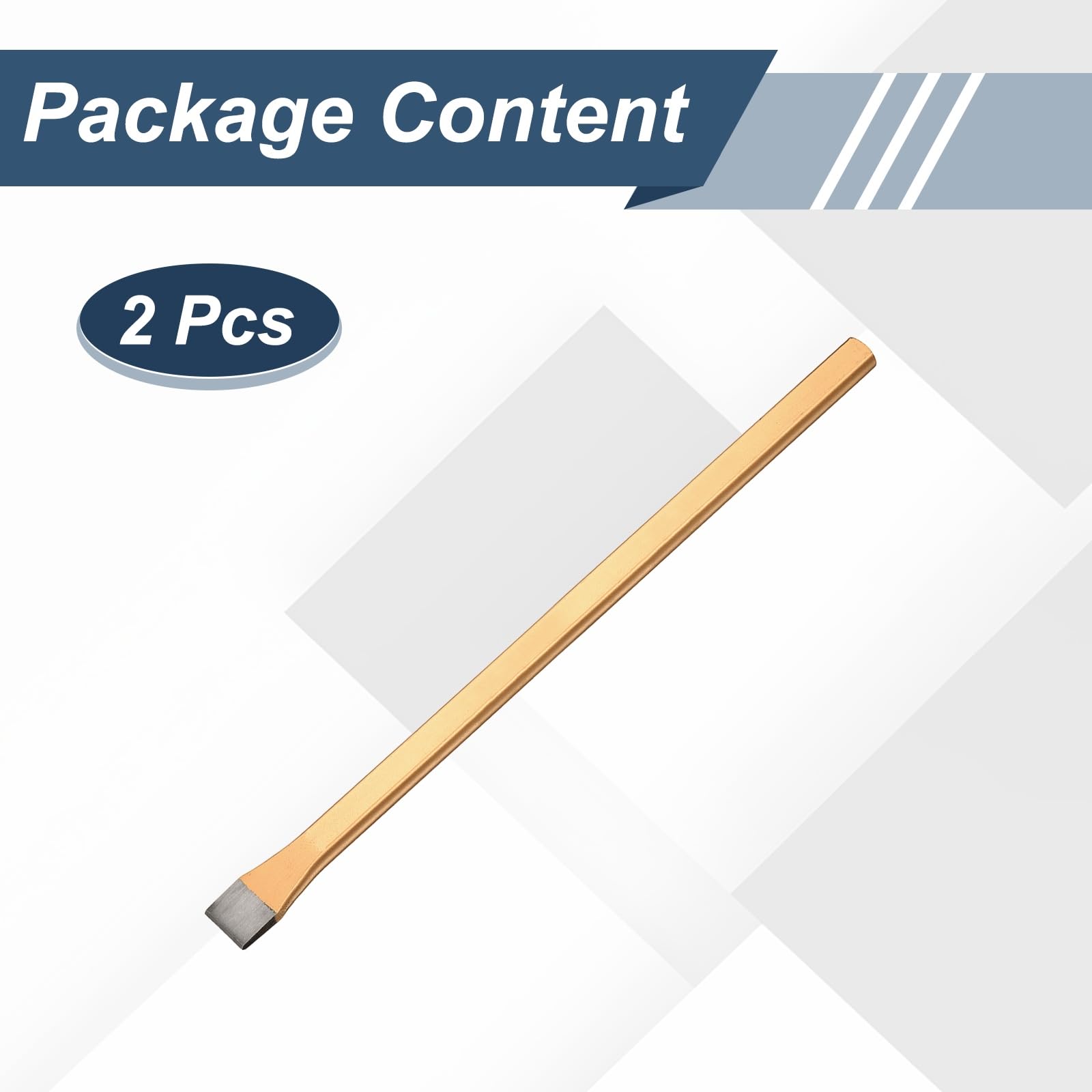 QUARKZMAN 2Pcs Burin Froid 20Mm De Large Burin Plat Robust Gris Or | Pour Couper Rivets Acier Bronze Cuivre Tiges Boulons, En Acier Allié Haute Dureté Traité Thermiquement, 400Mm De Long