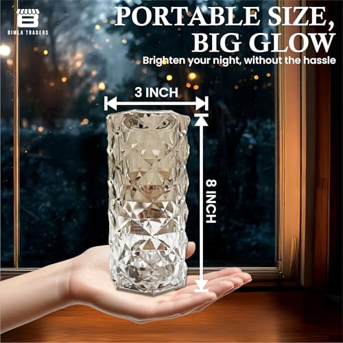 Image of Crystal Table Lamp Color Changing, Diamond & Transparent 3D Light for Bedroom, Living Room, Party Dinner Decor